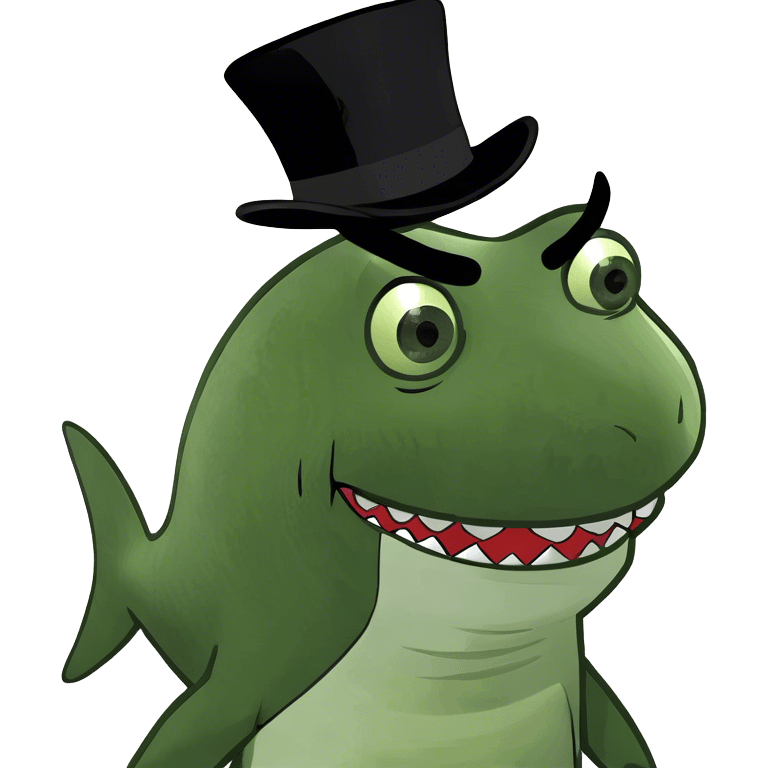 Shark with a top hat emoji