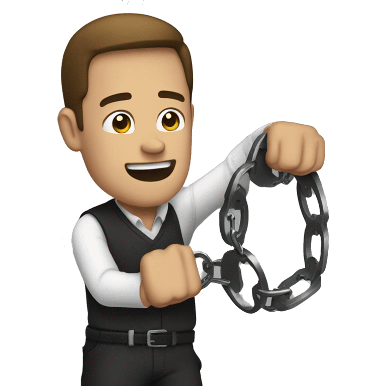 Man breaking handcuffs  emoji