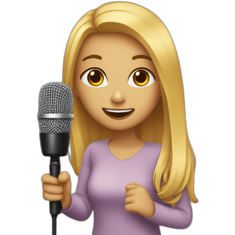 pretty girl singing holding mic emoji