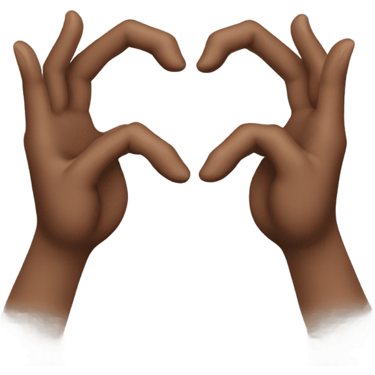 A brown hand making a heart with a white hand emoji