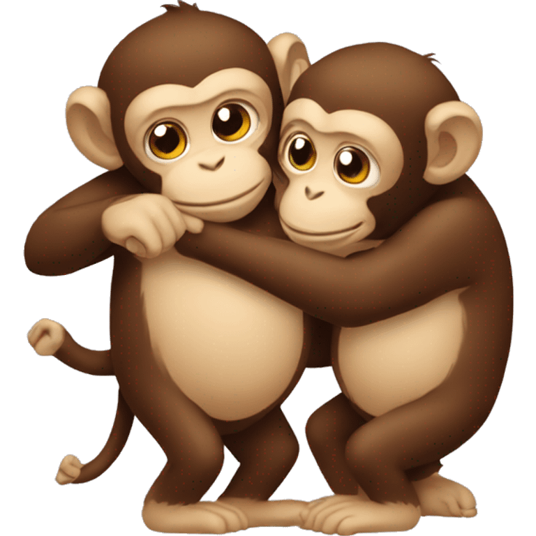 two monkey hug each other emoji