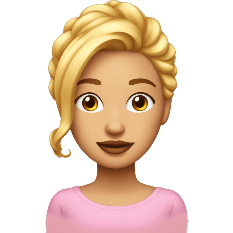 chica de pelo rubio y ondulado vestida de rosado  emoji