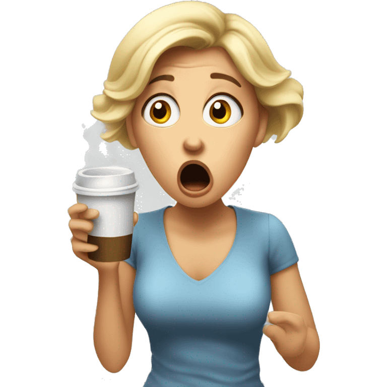 shocked girl spitting out coffee out of shock emoji