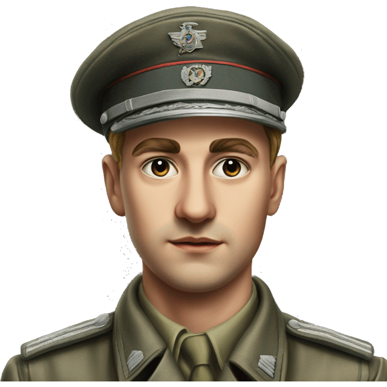 guy 28 years old german military 1940 photorealistic serious emoji