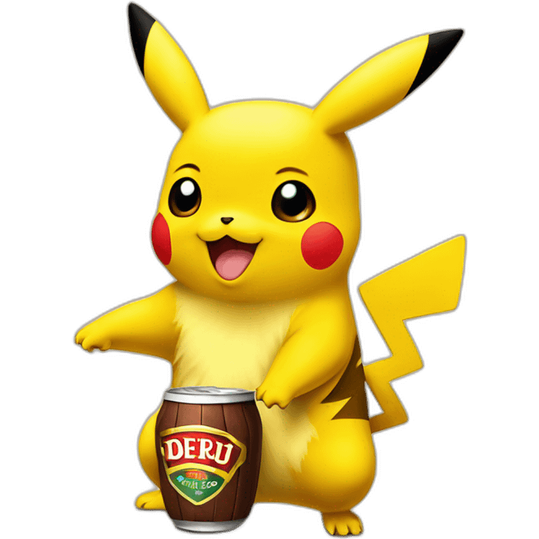 Pikachu qui boit de la bière emoji