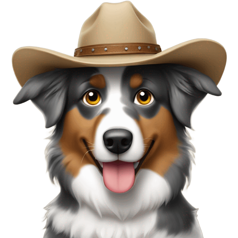 Australian shepherd with cowboy hat emoji