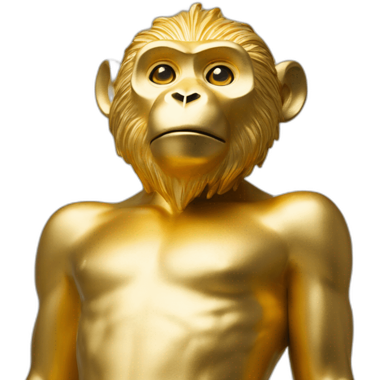 modern statue of a golden monkey on a golden plinth, close-up view emoji