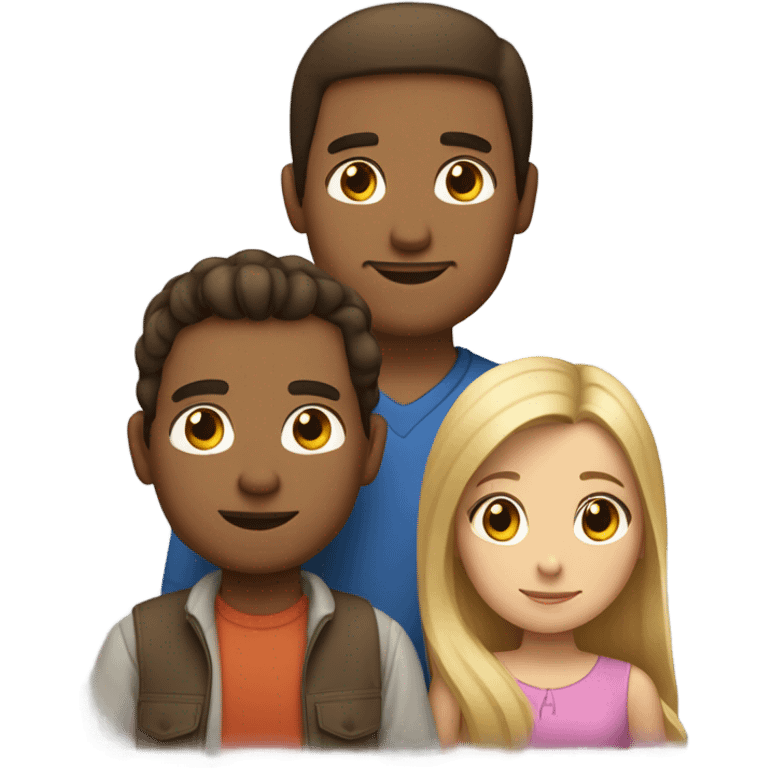 Puerto rican beard short brown hair  with blond long hair woman and brown long hair girl Family  emoji