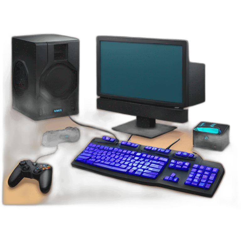 Gaming setup with rgb computer  emoji