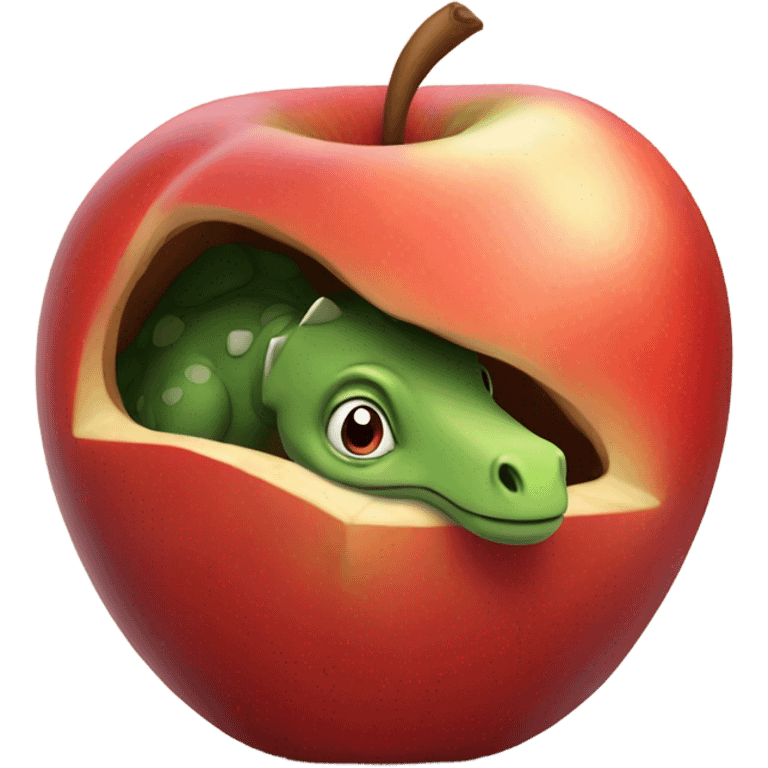 Dinosaur inside an apple emoji