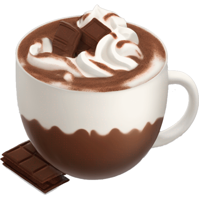 Hot chocolate with whipping cream and cacao emoji