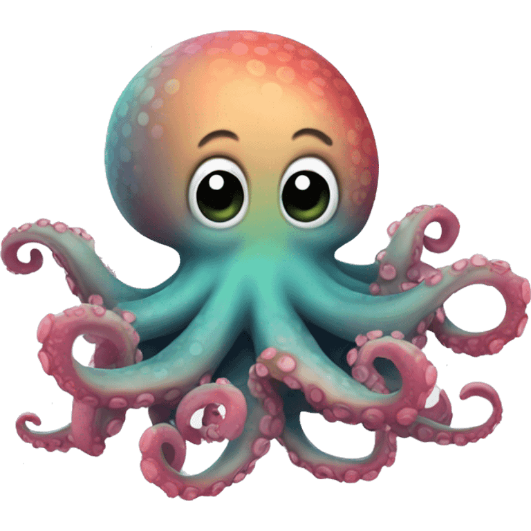 Cute color blended  baby octopi emoji