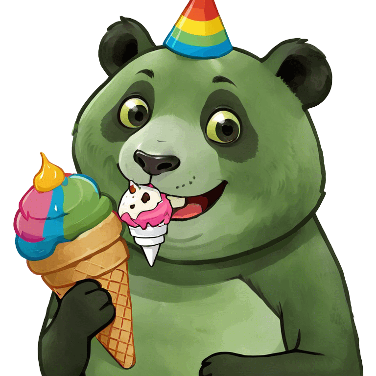 Panda eating ice cream emoji