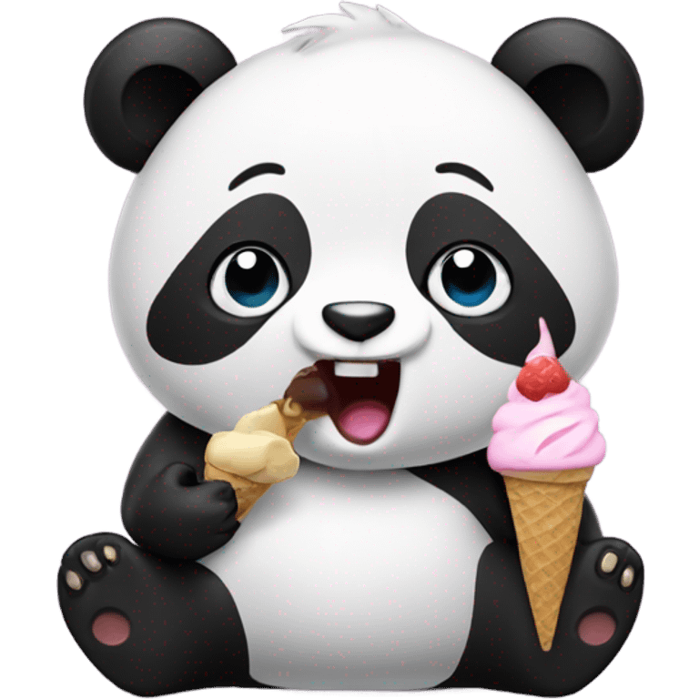 Panda eating ice cream emoji