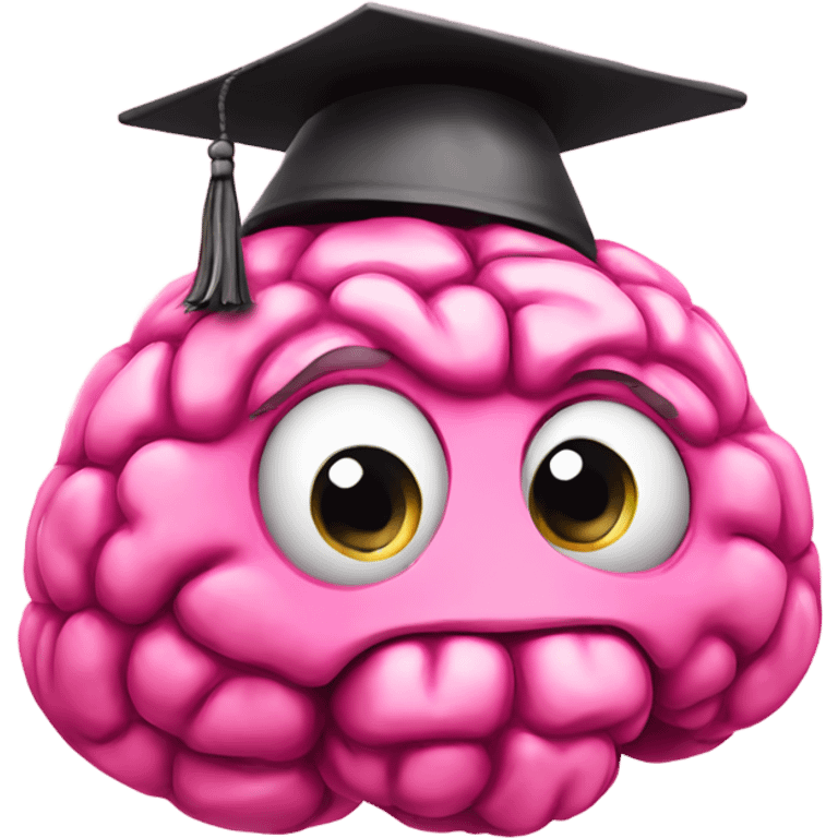 pink brain in a pink graduation hat, do not put face on brain emoji