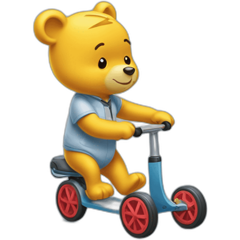 Winnie l'ourson obèse avec une trotinette emoji