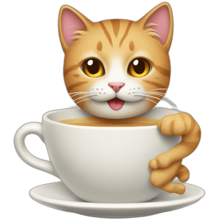 Cat drinking cup of tee  emoji