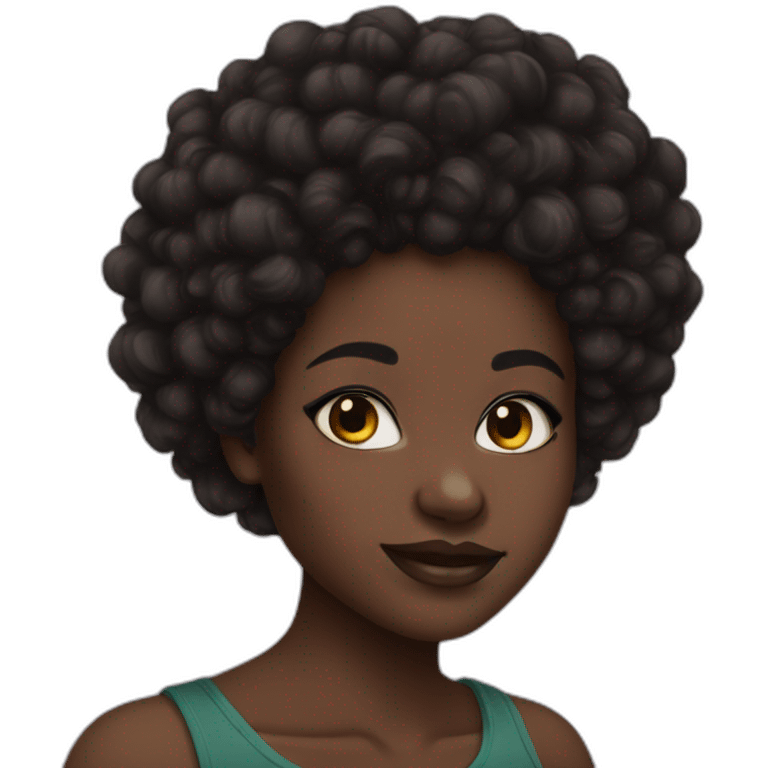 black skin girl afro hair nose piercing emoji