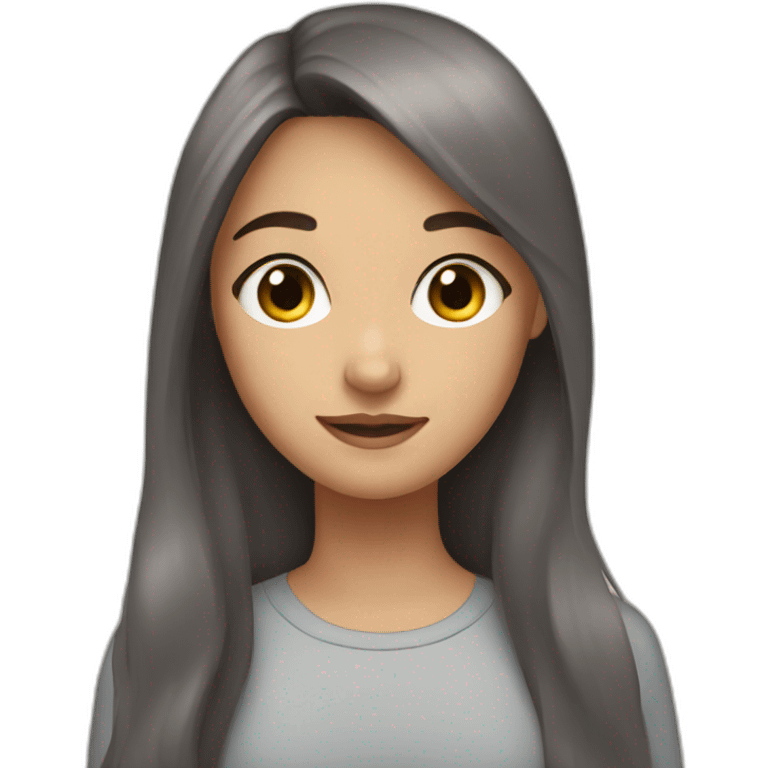 Girl with long brown hair and two Grey bannies emoji