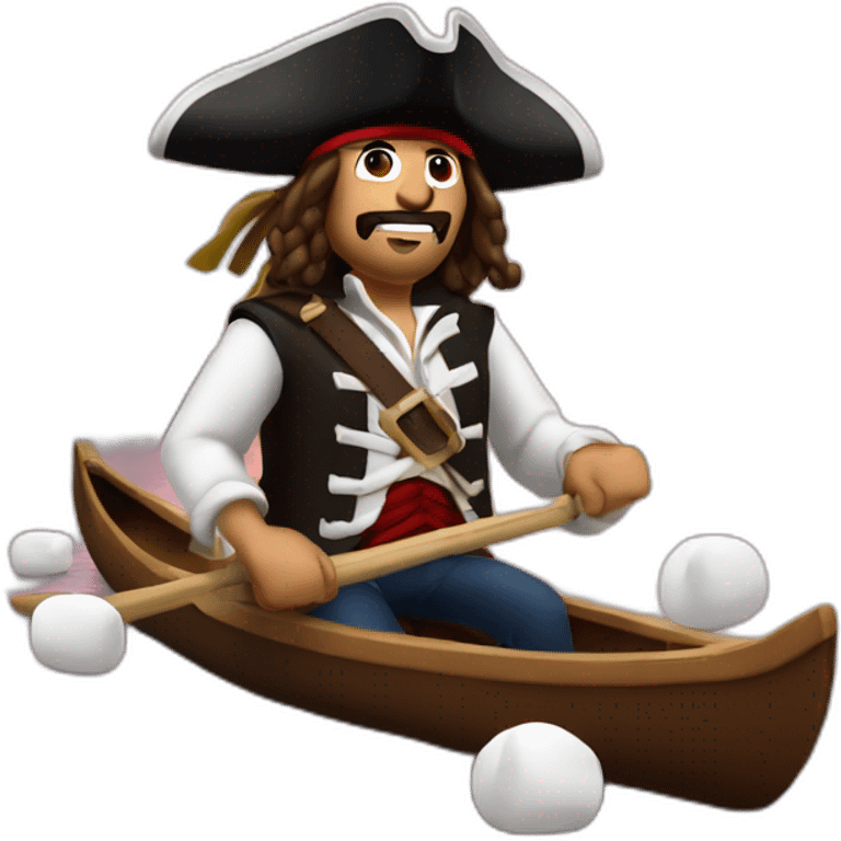 Captain Jackson Sparrow canoeing through marshmallows  emoji