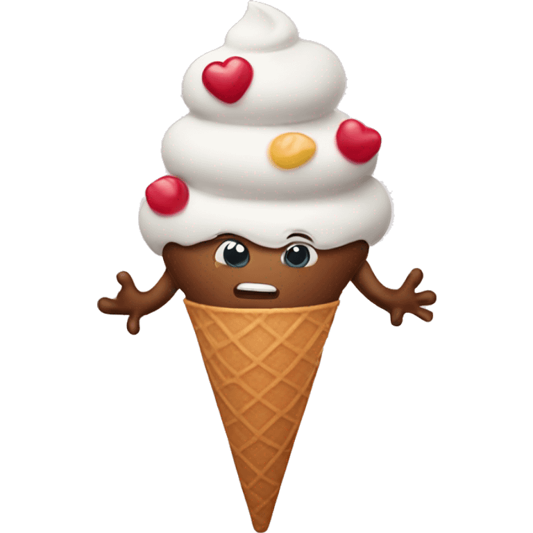 Ice cream cone with arms and legs  emoji