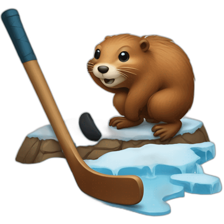 beaver with ice hockey stick emoji