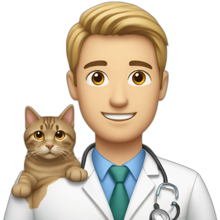 male veterinarian with dog and cat emoji