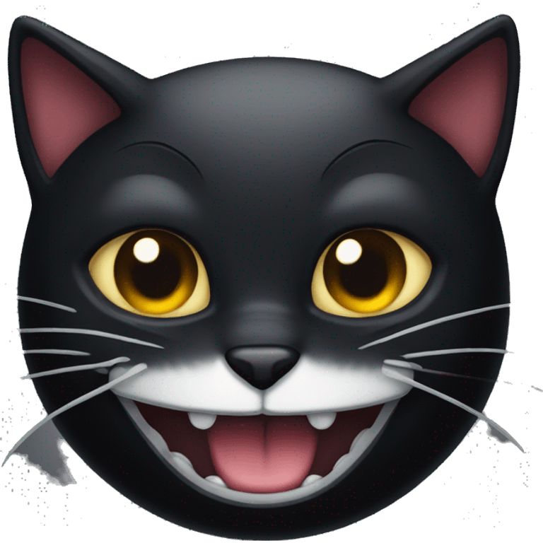 Black cat with evil grin emoji