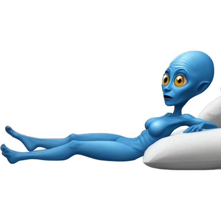 Blue alien woman laying on the bed emoji