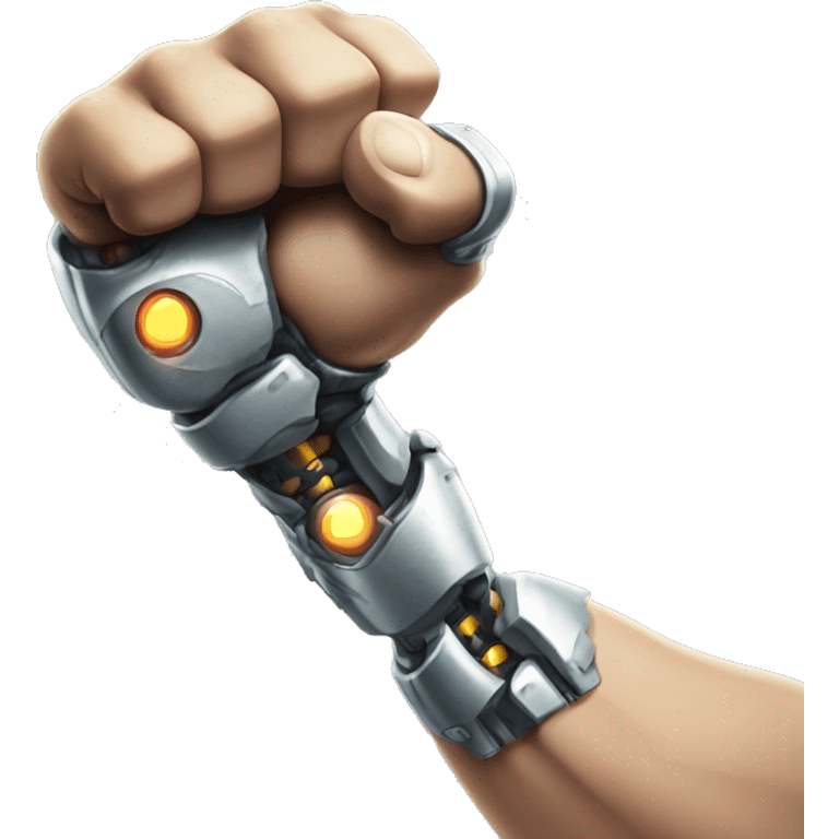 Cyborg arm and bicep with flexing shock emoji