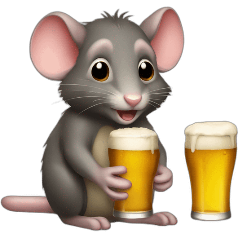 Ratón tomando cerveza emoji