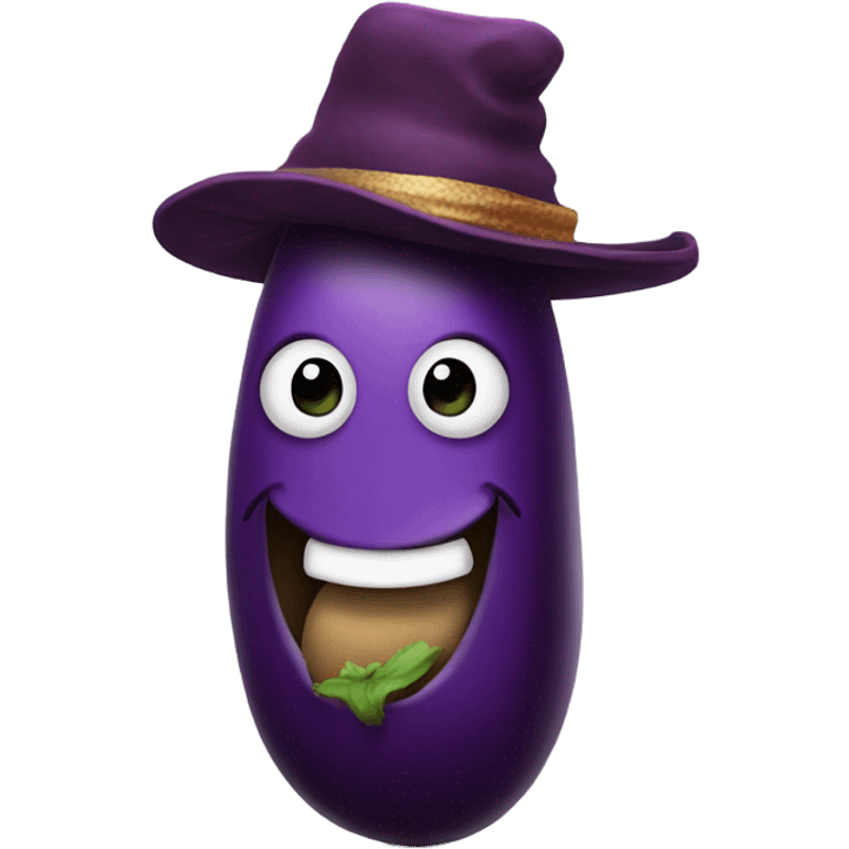 Eggplant wearing a hat emoji