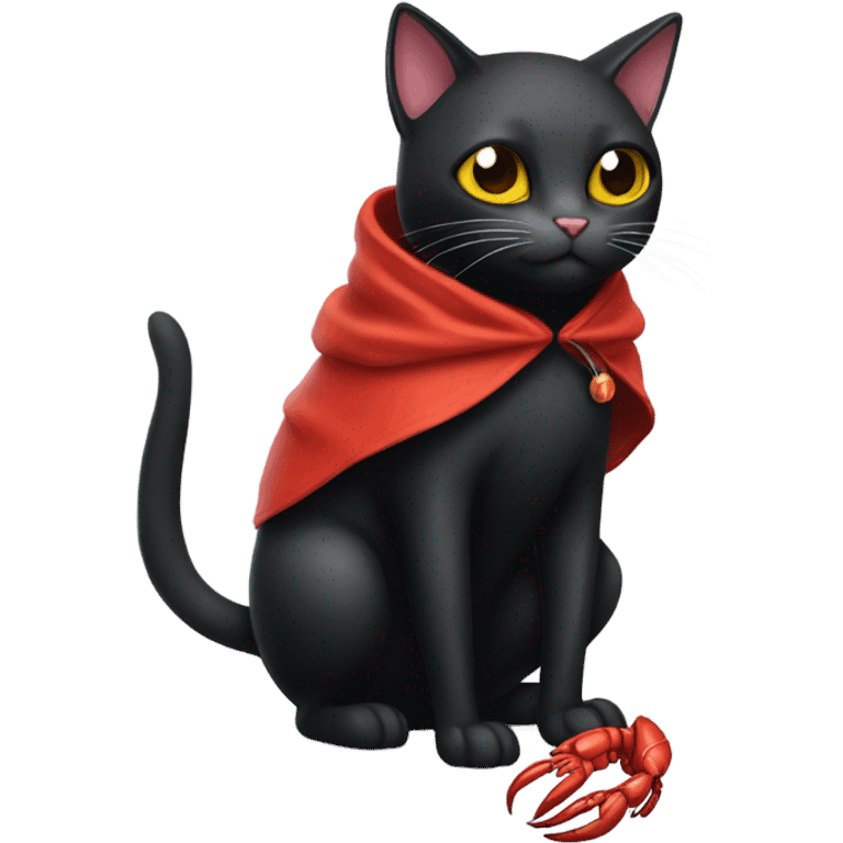 Black cat wearing a crab costume  emoji