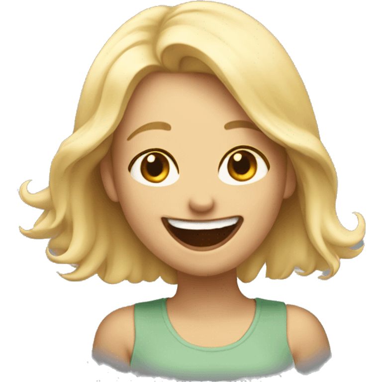 Blonde emoji girl laughing emoji