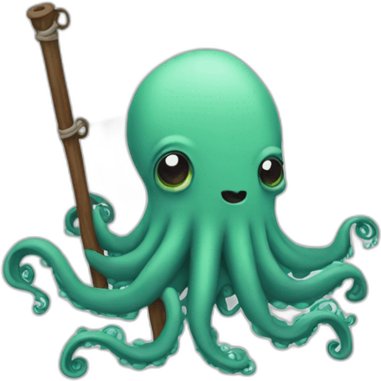 cute kraken hanging a white flag emoji