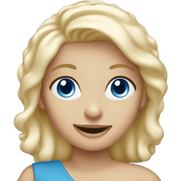 blue eyed blonde lady waving emoji