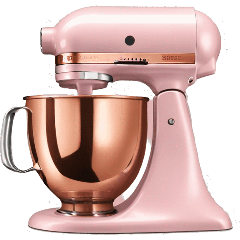 Realistic pastel pink and metallic copper kitchenaid mixer. emoji