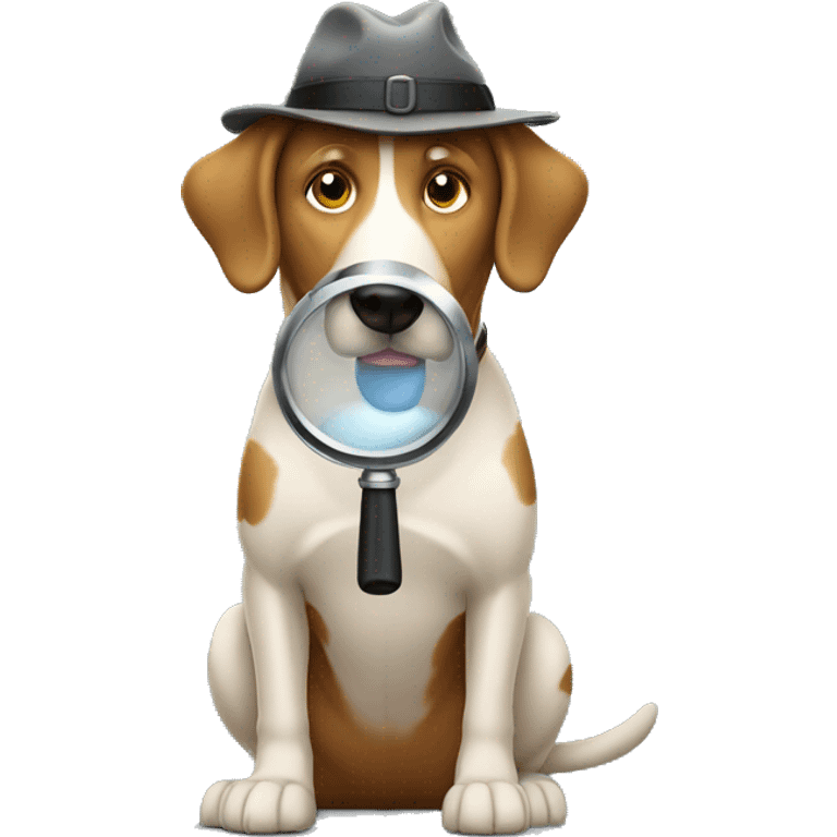 standing dog detective holding a magnifying glass emoji