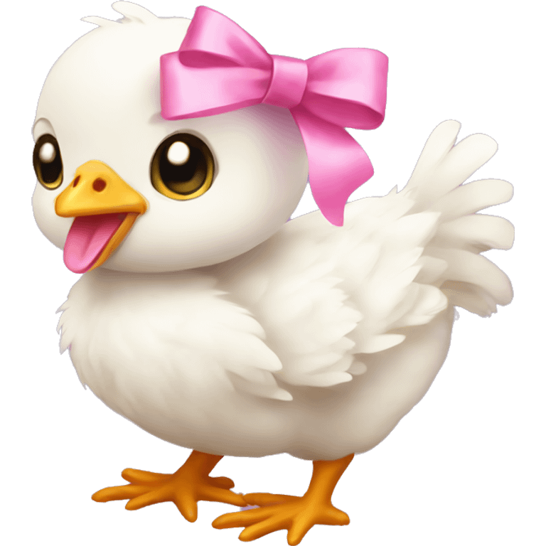 Baby chicken with pink bow emoji