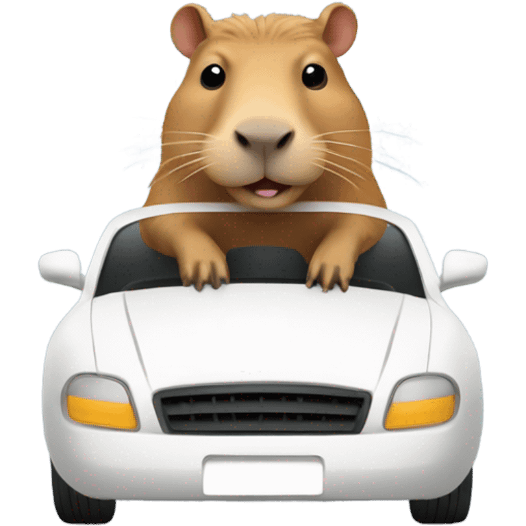 capybara driving in white car emoji