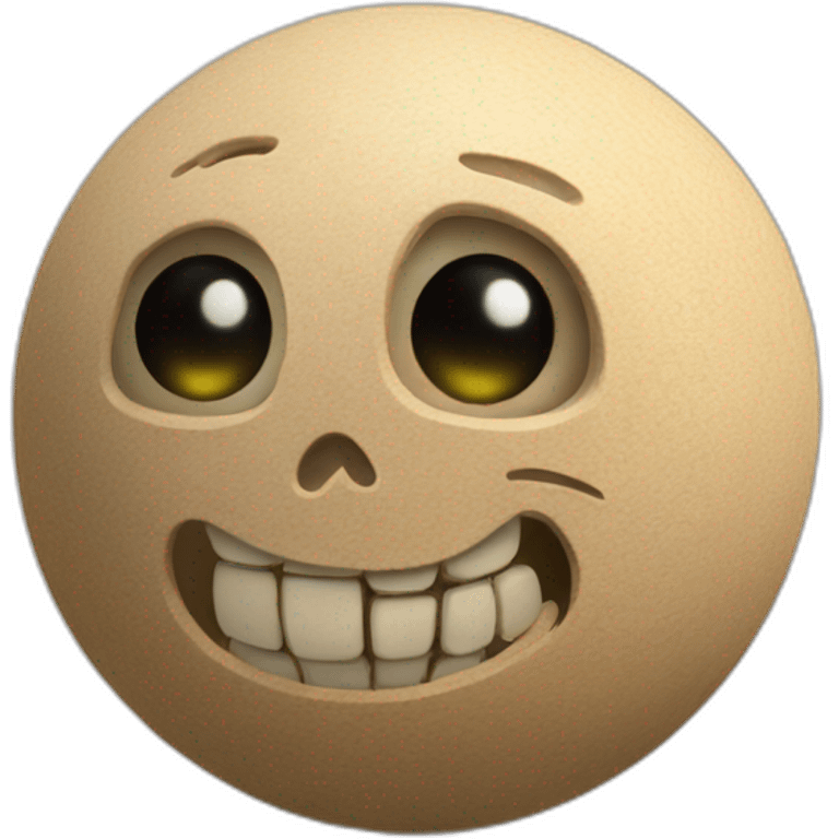 3d sphere with a cartoon decisive sandstone Skeleton skin texture with elite eyes emoji