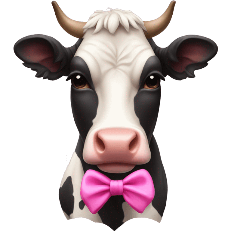 cow with pink aesthetic bow emoji