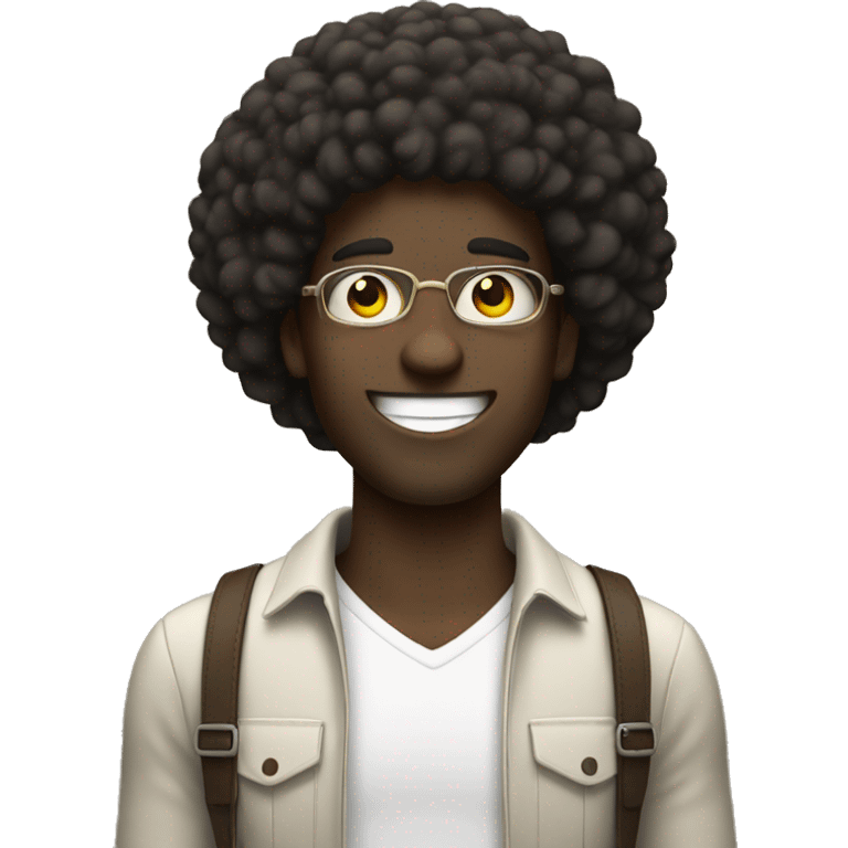 happy black guy with afro holding peace sign emoji