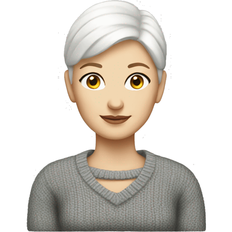 White bald woman sweater emoji