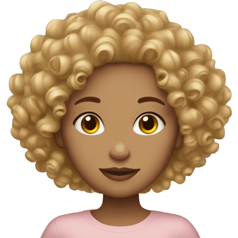 Curly hair girl in be blonde skin brown  emoji