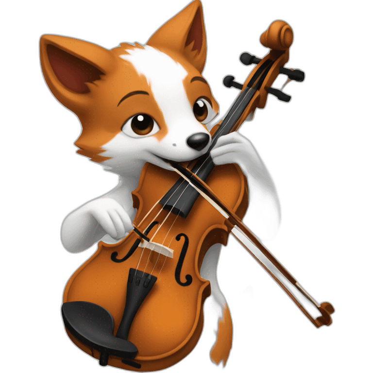 Piebald Fox playing violin emoji