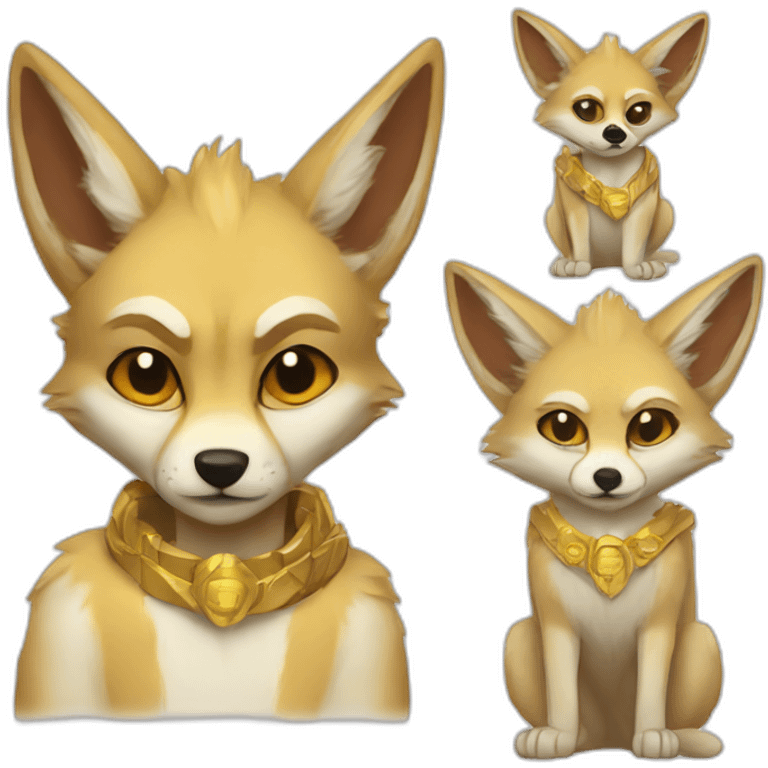 Jackal with gold furr hug grumpy fennec fox emoji