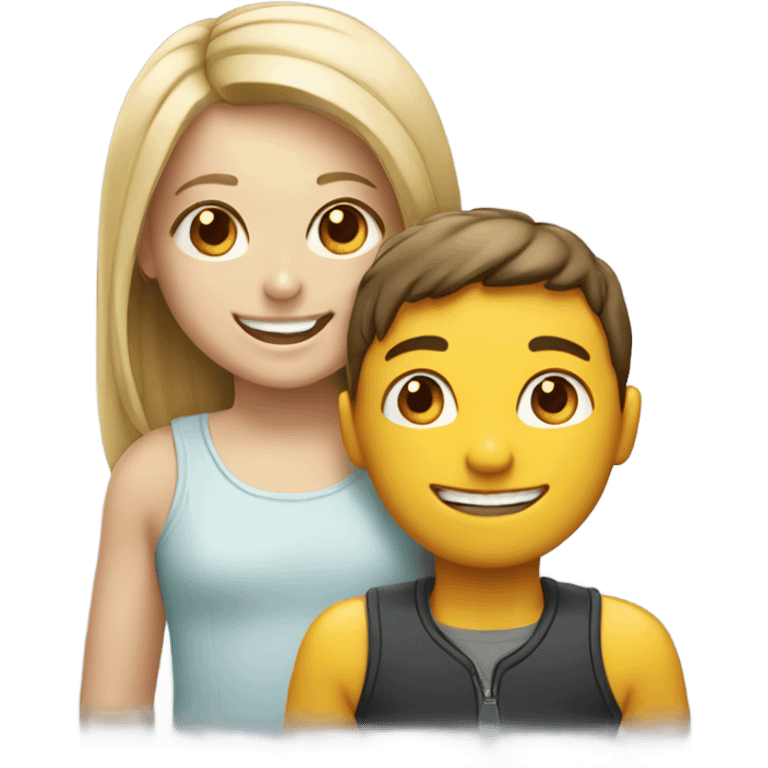 smiling girl with boy in background emoji