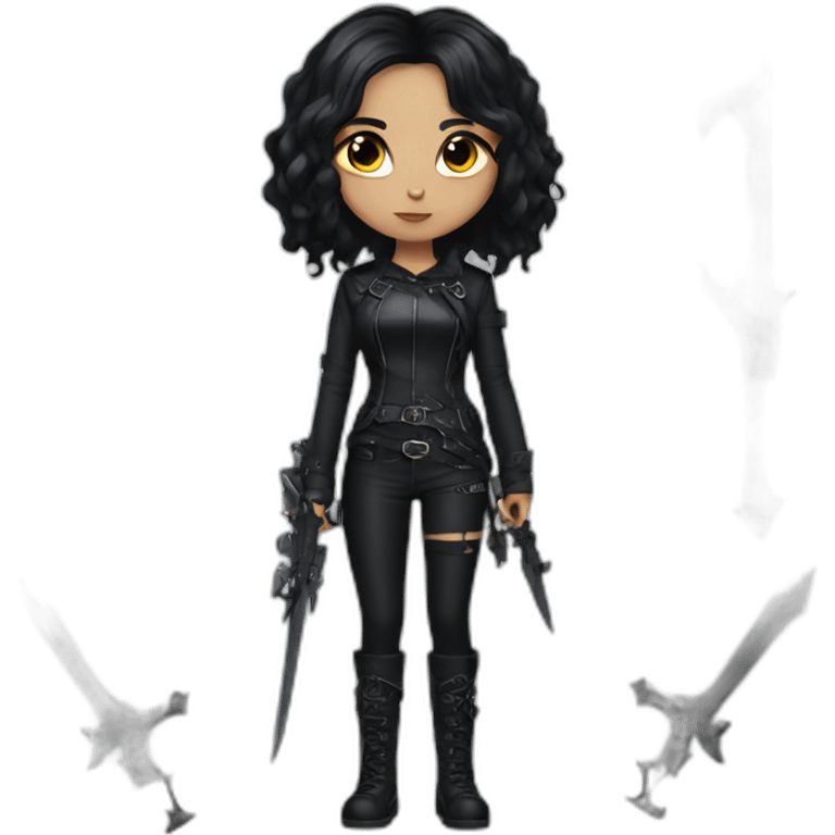 goth girl with weapons emoji