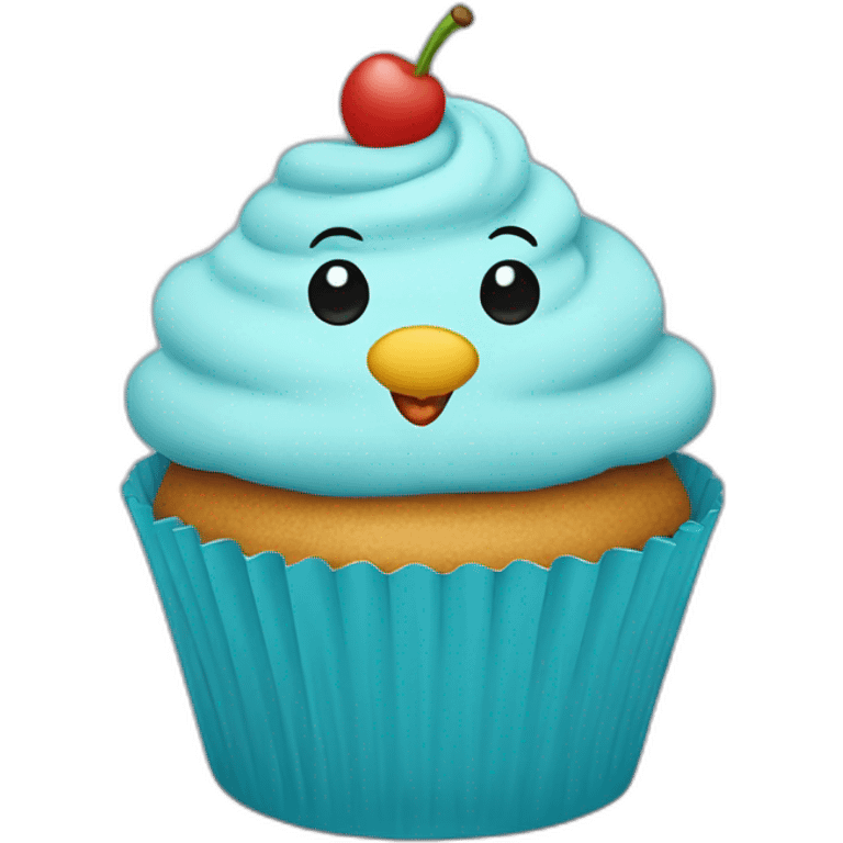 Happy Robin blue cupcake emoji